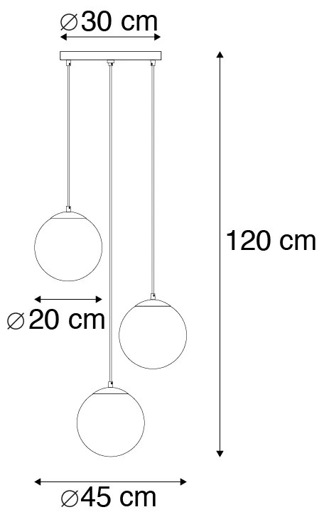 Lampa suspendată inteligentă din alamă, incl. 3 WiFi ST64 cu sticlă albastră - Pallon