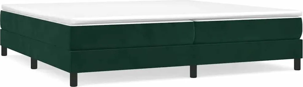 vidaXL Pat box spring cu saltea, verde închis, 200x200 cm, catifea