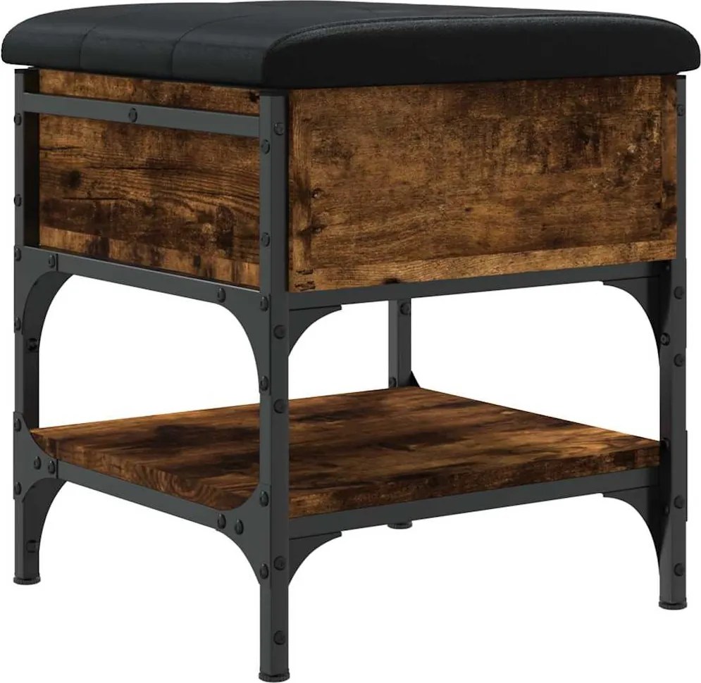 vidaXL Bancă de pantofi, stejar fumuriu, 42x42x45 cm, lemn prelucrat