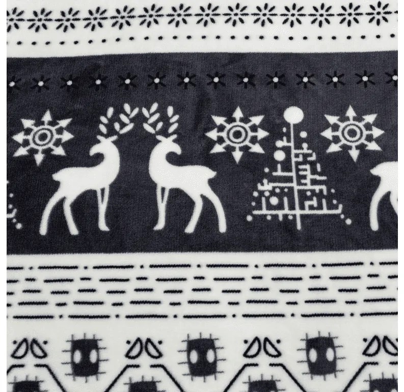 Set lenjerie cocolino WINTER DEER gri + cearsaf Cocolino microplus cu elastic SOFT 90x200 cm alb, pat de o persoana
