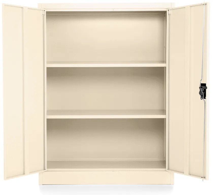 Dulap metalic universal mediu cu imitație de lemn, 90 x 40 x 120 cm, încuietoare cu cilindru, fag / ral 9003