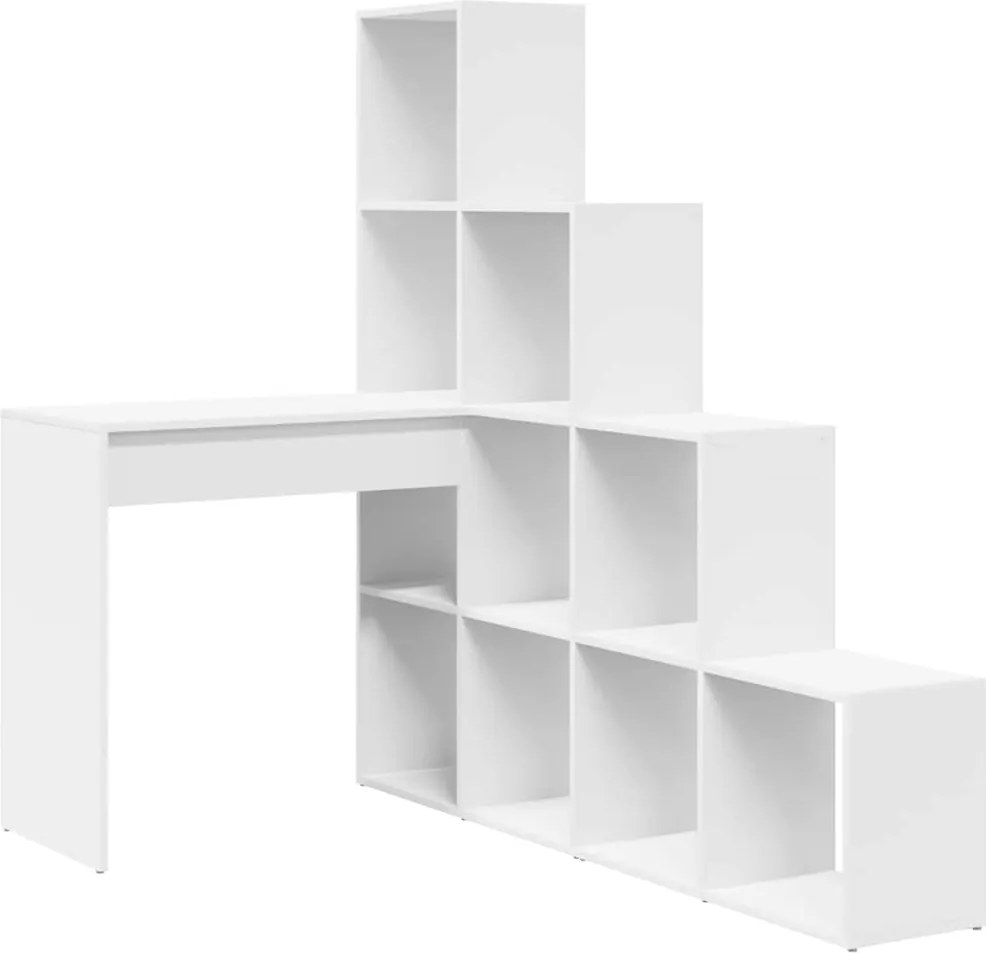 vidaXL Birou de colț Alb 101,5 x 149,5 x 149,5 cm Lemn compozit