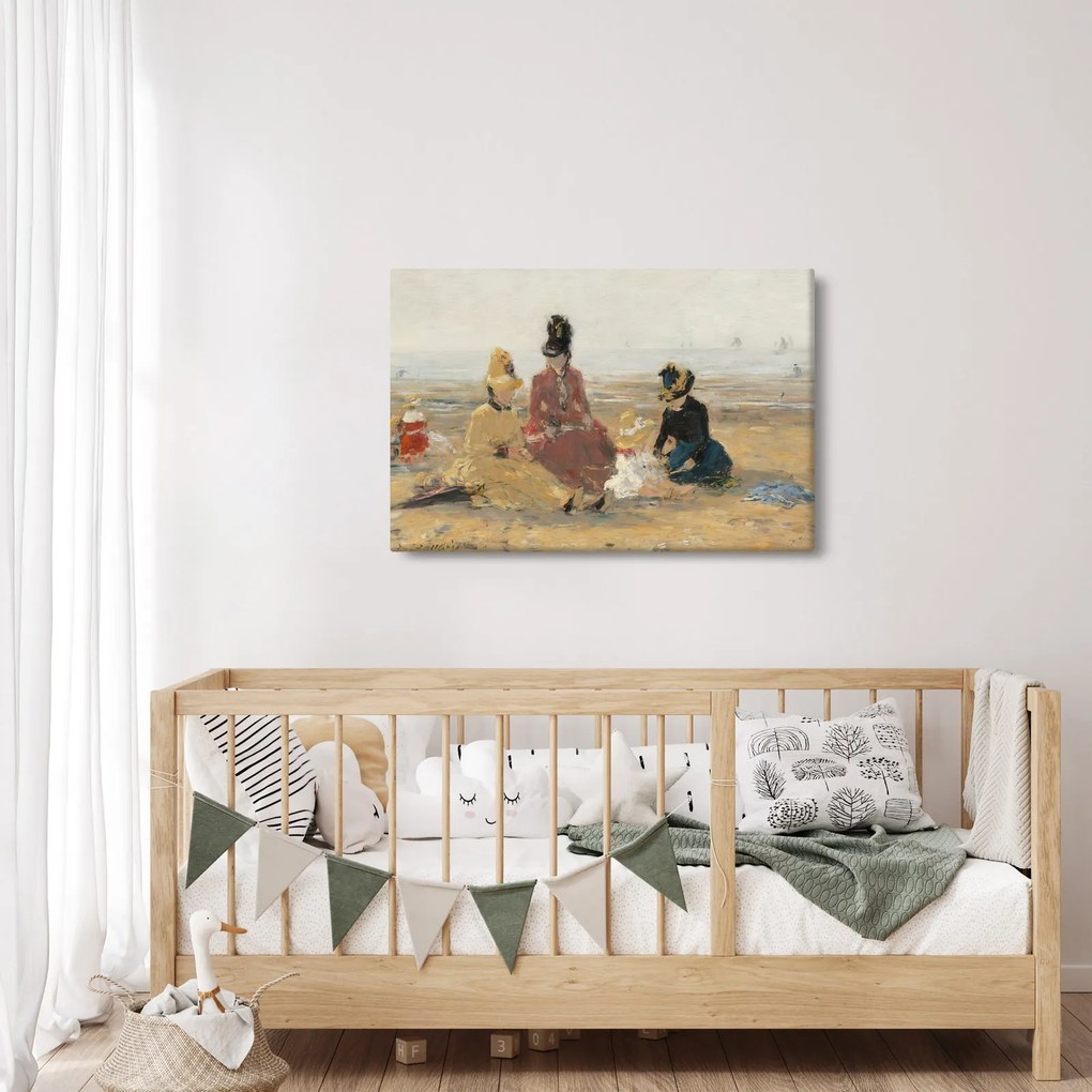 Tablou - Eugène Boudin, On the Beach, Trouville, reproducere (90x60 cm)