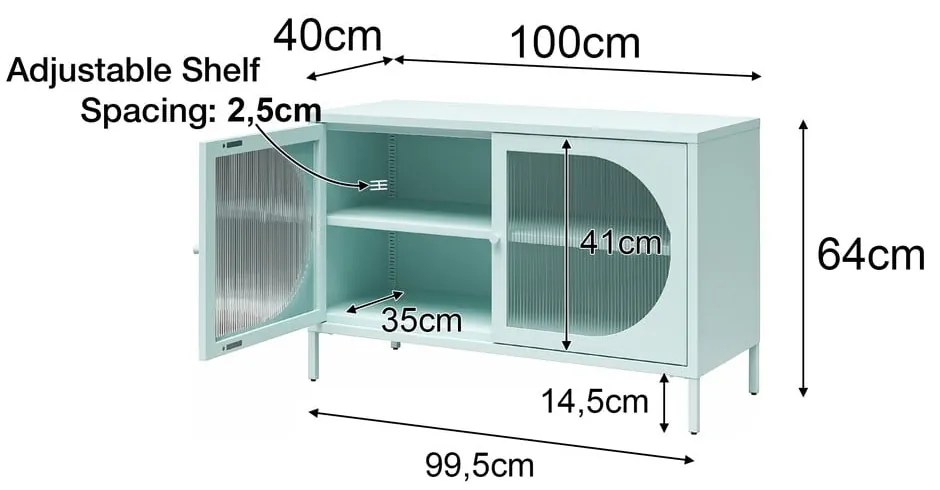 Vitrină neagră din metal 100x64x40 cm Luna – Støraa