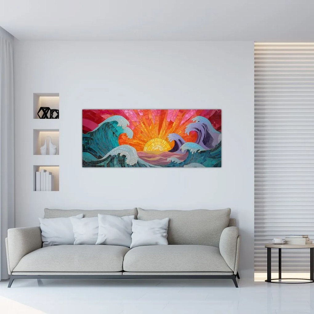 Tablou - Mozaic de valuri (120x50 cm)