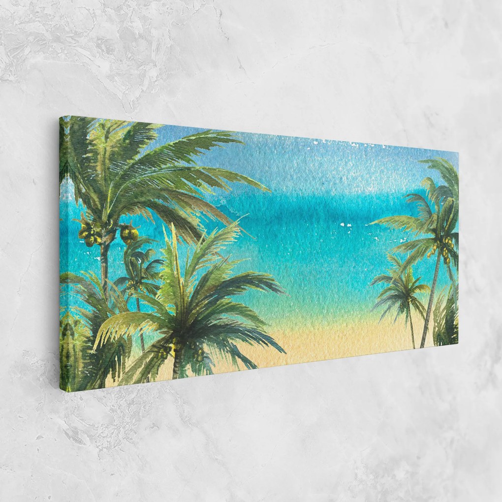 Tablou Canvas, 100x200cm, Dormitor si Living, Peisaje, Plaje, Coconut Palms Paint