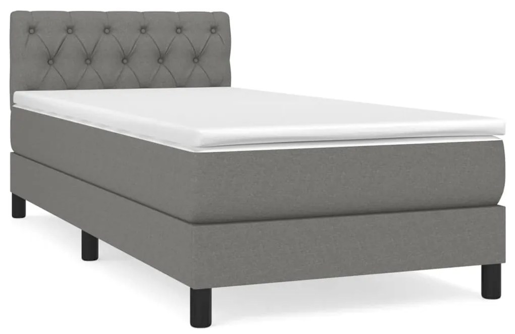 3140250 vidaXL Pat box spring cu saltea, gri închis, 80x200 cm, textil