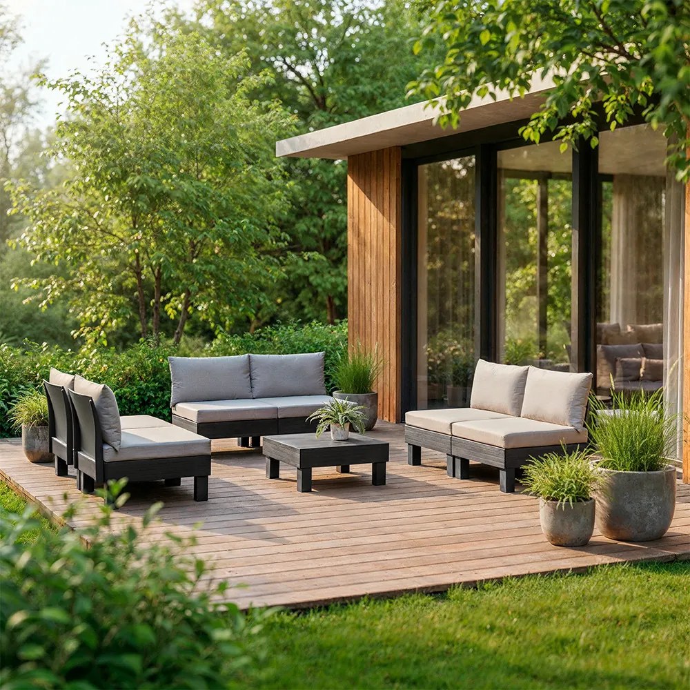 Elements II 6 locuri set de mobilier de grădină grafit