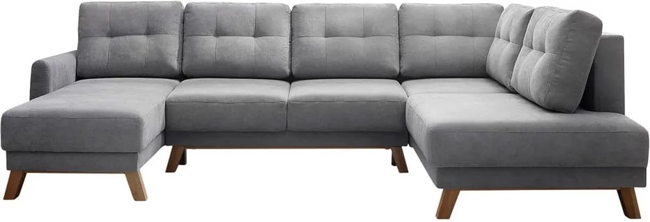 Colțar extensibil cu șezlong pe partea dreaptă Bobochic Paris Balio, gri