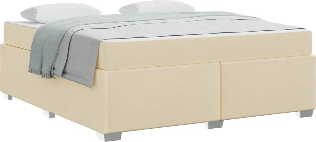 vidaXL Cadru de pat cu saltea Crem 180 x 200 cm țesătură