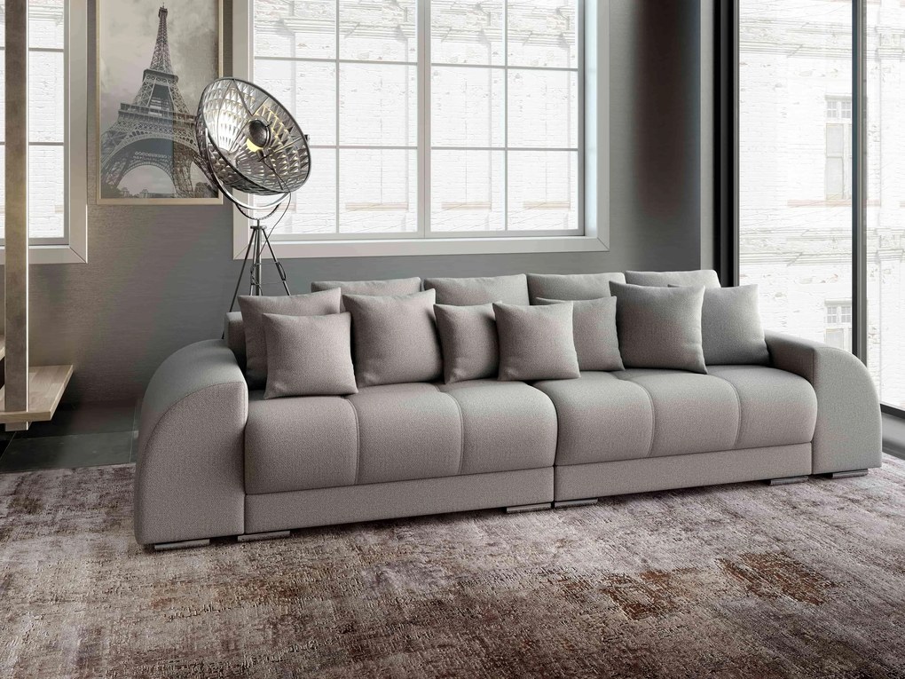 Canapea extensibilă dumonde cu 2 lăzi de depozitare si sezut confortabil din spuma high-density, Verona Enjoy Silver 310x100 cm
