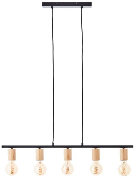 Brilliant - Candelabru KERRY suspendat pe cablu 5xE27/40W/230V negru/bambus