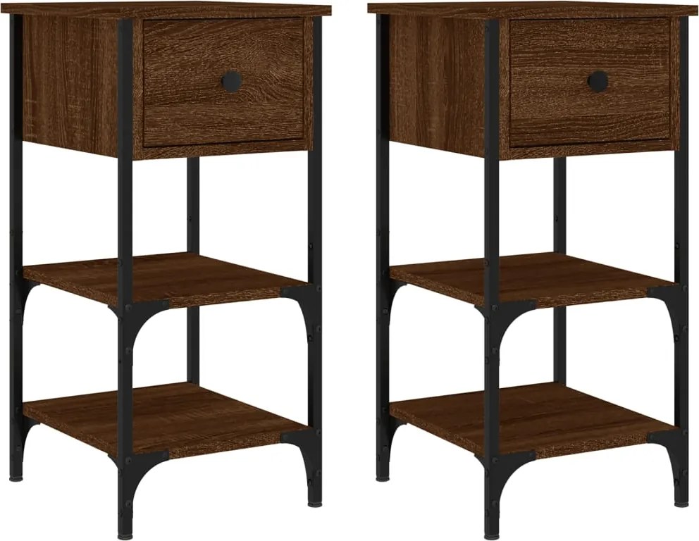 vidaXL Noptiere, 2 buc., stejar maro, 34x36x70 cm, lemn compozit