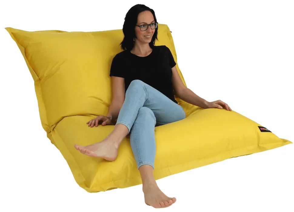 Fotoliu tip sac, material textil galben, GETAF