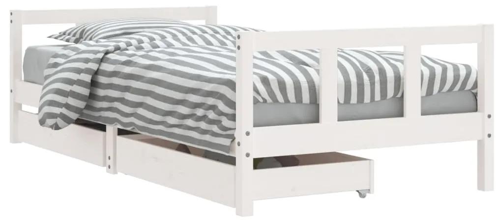 834418 vidaXL Cadru de pat pentru copii, alb, 90x190 cm, lemn masiv de pin