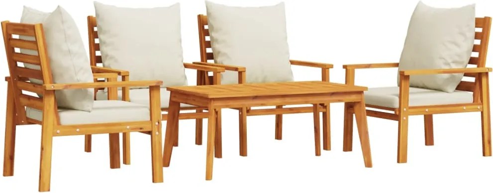 vidaXL Set mobilier de grădină cu perne, 5 buc., lemn masiv acacia