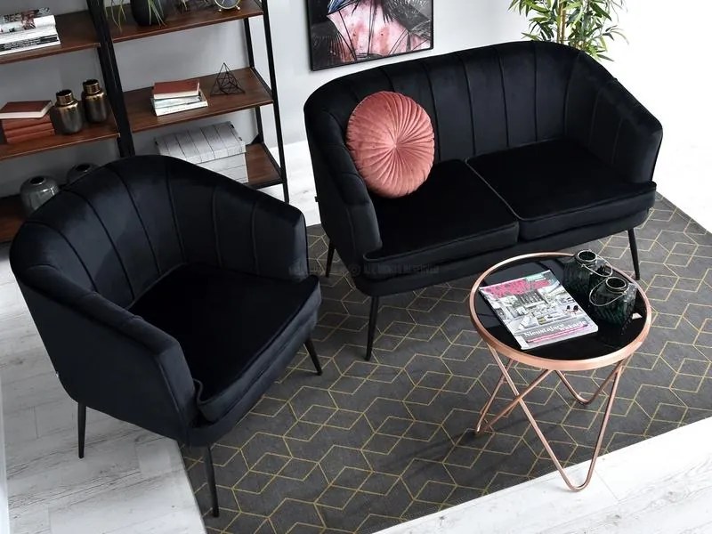Canapea Etimee S (negru + auriu). Promo -15%. 1111391