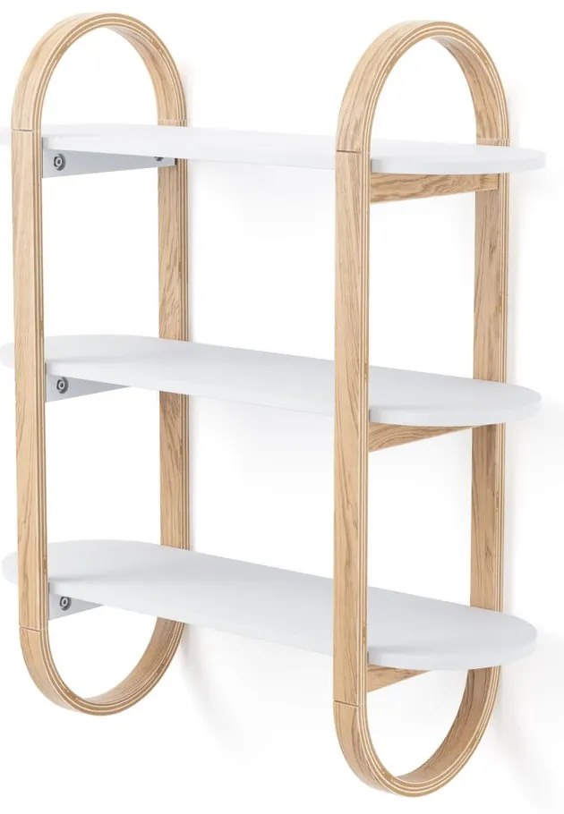 Raft alb/în culoare naturală etajat cu aspect de lemn exotic Bellwood – Umbra