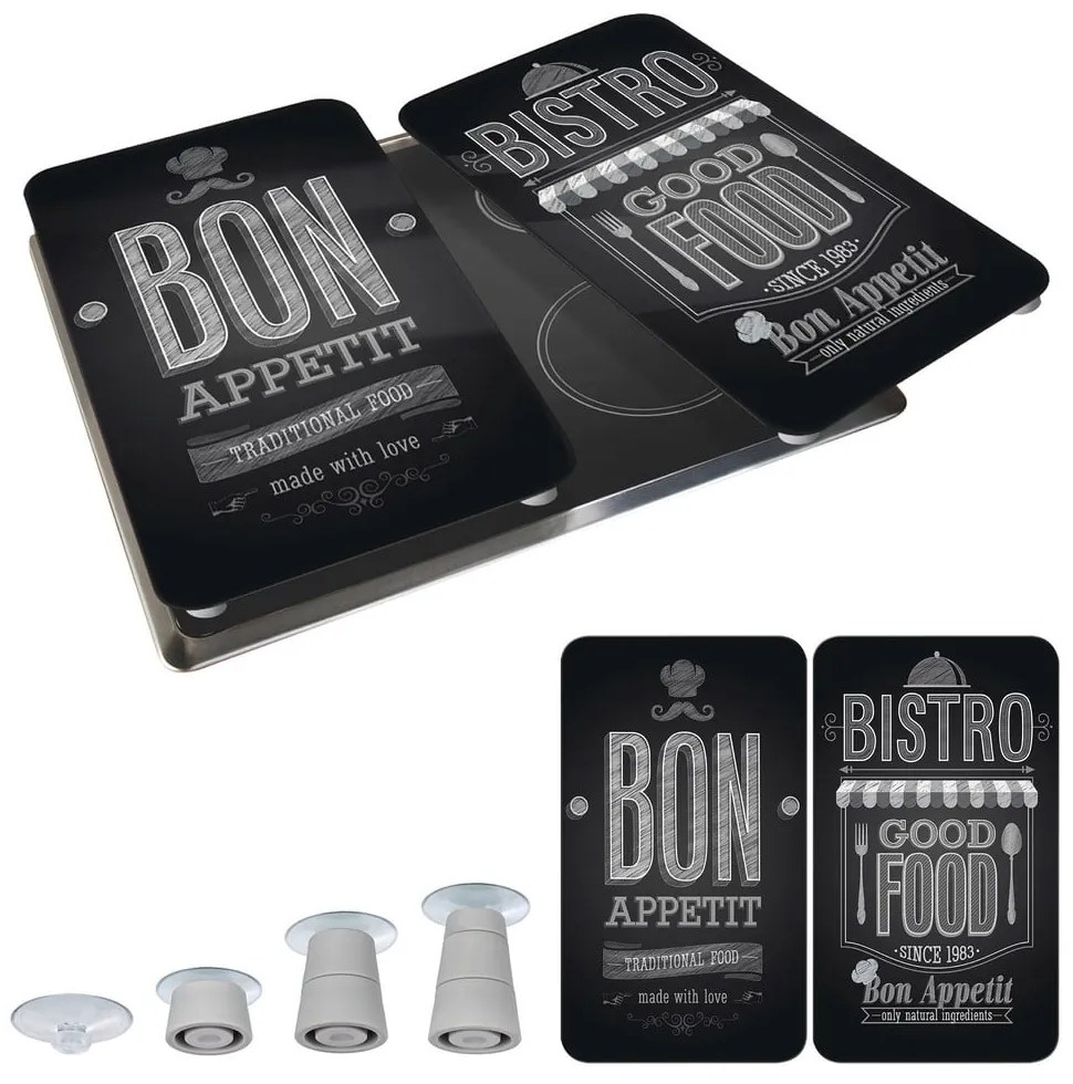 Set 2 protecții din sticlă pentru aragaz Wenko Bon Appetit, 52 x 30 cm