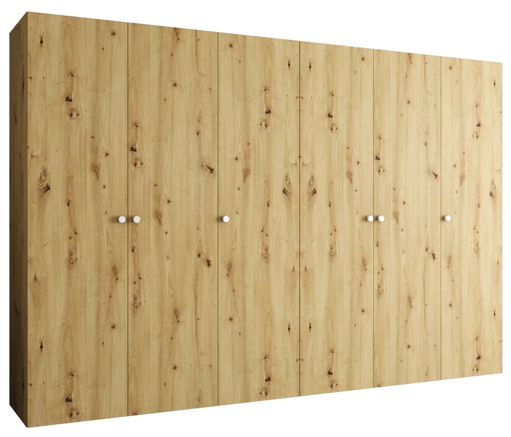 Dulap de haine 300 cm Parna 1 (Stejar artisan + Argintiu). 1125900