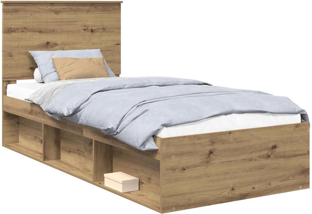 vidaXL Cadru de pat Stejar artizanal 90 x 190 cm Lemn de pin masiv