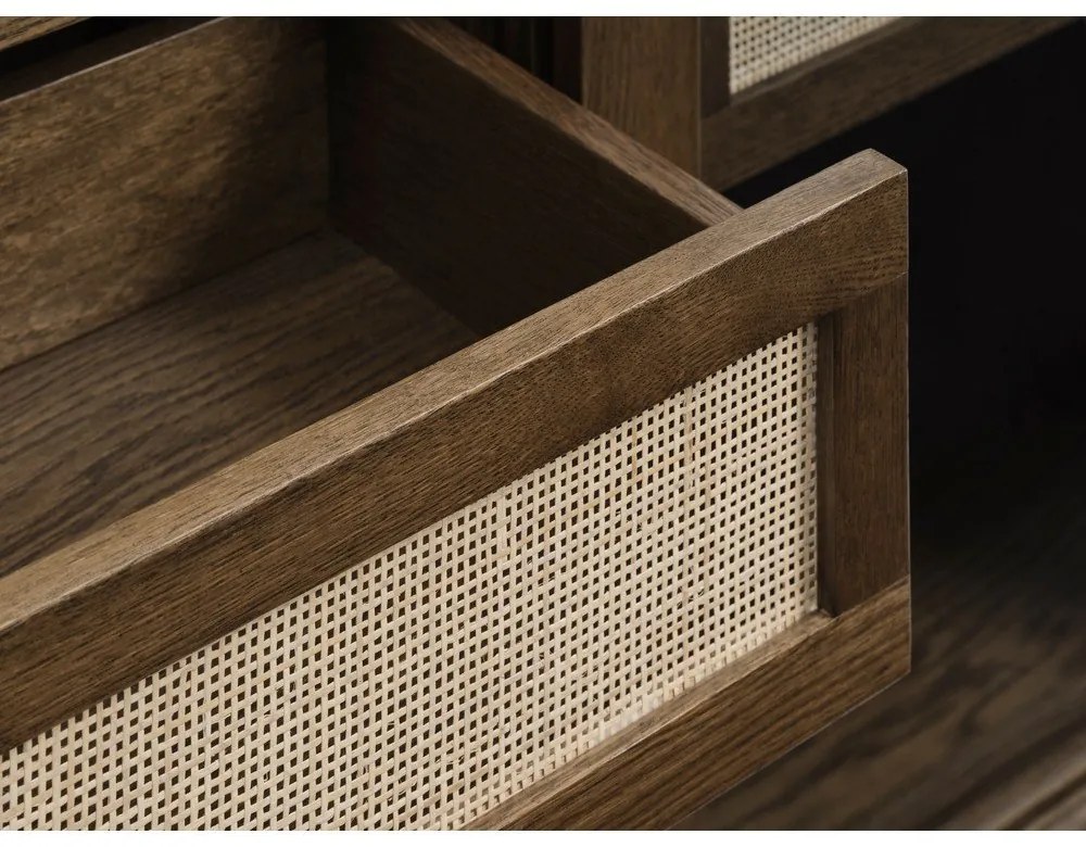 Vitrină maro închis cu aspect de lemn de stejar cu ușă glisantă 110x160 cm Barrali – Unique Furniture