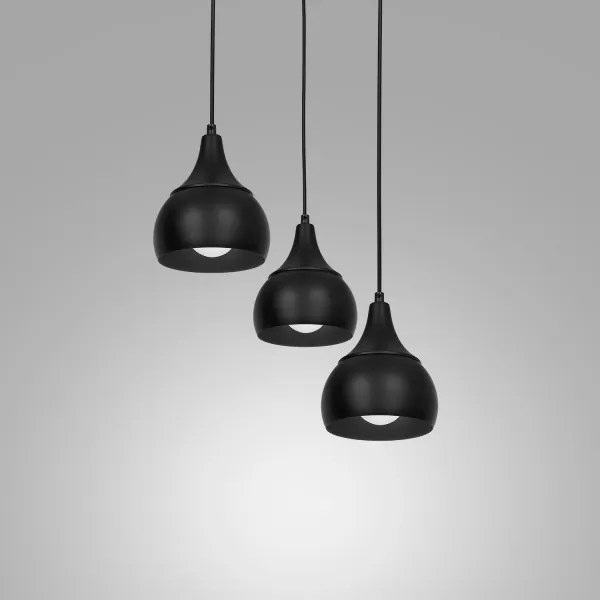 Lustră pe cablu AKTAN 3xE27/60W/230V neagră rotundă