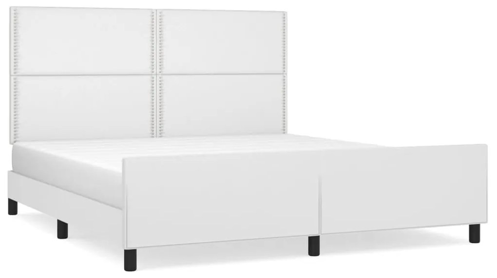 3125525 vidaXL Cadru de pat cu tăblie, alb, 180x200 cm, piele ecologică