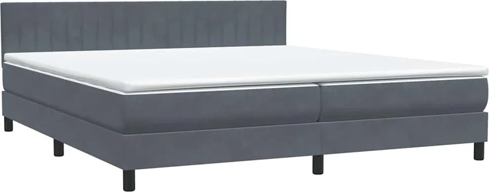 vidaXL Pat box spring cu saltea, gri închis, 180x210 cm, catifea