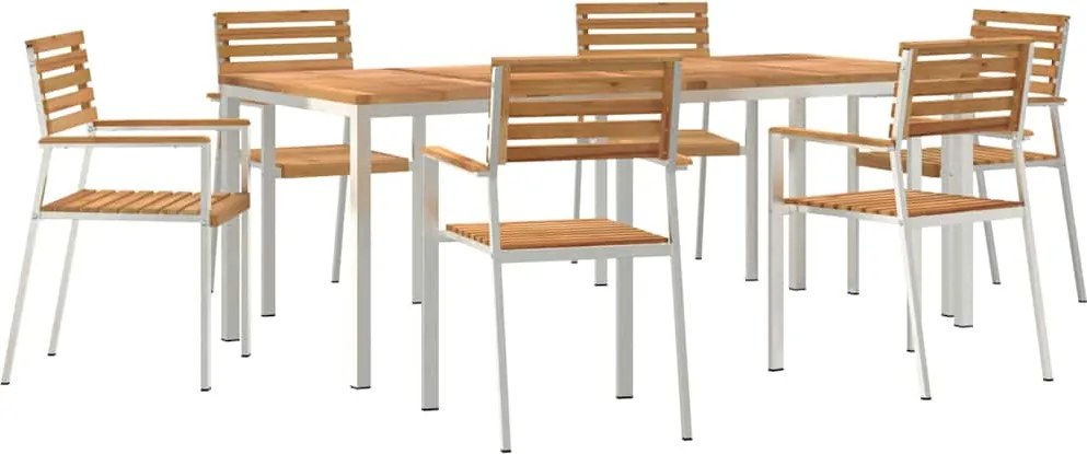 vidaXL Set de masă pentru grădină 7 pcs Maro Lemn solid de tec