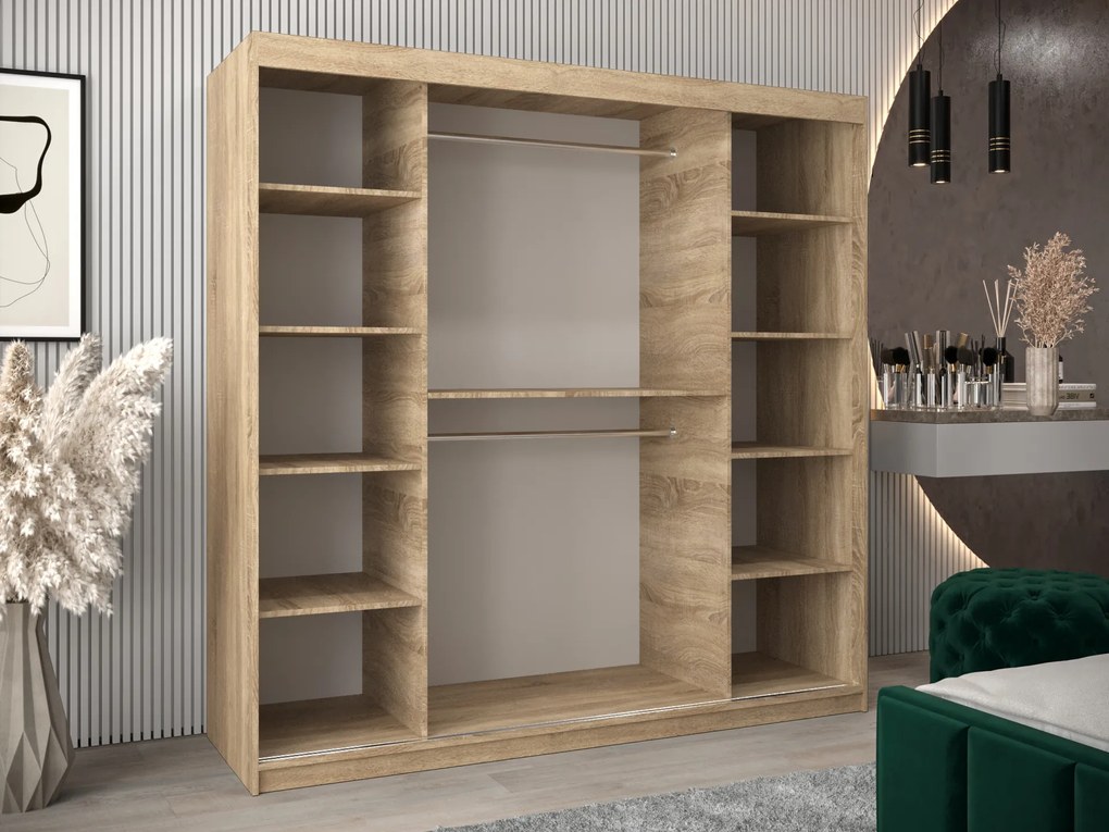 Dulap de haine 200 cm Eclipse (Stejar sonoma + Negru mat). 1063439