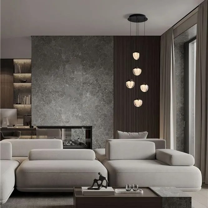 Lustra cu 5 pendule LED ALICIA negru