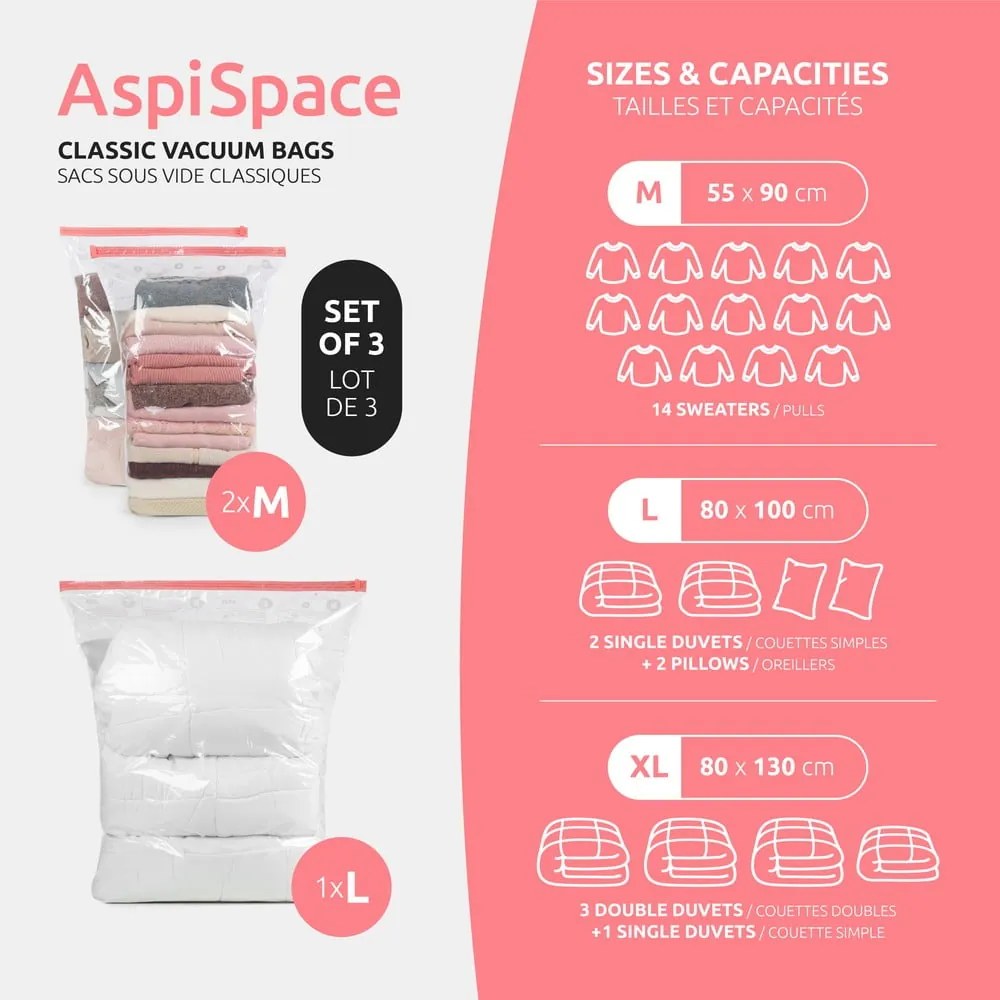 Saci de vidat 3 buc. Space Save M/L – Compactor