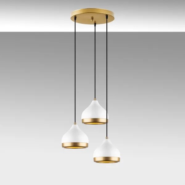 Candelabru suspendat pe cablu YILDO 3xE27/40W/230V alb/auriu