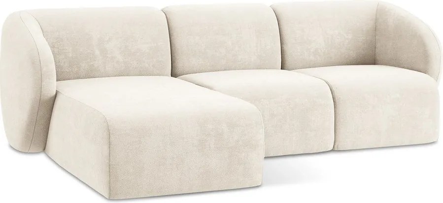 Colțar bej cu tapițerie din chenille (cu colț pe partea stângă/cu șezlong) Lani – Makamii