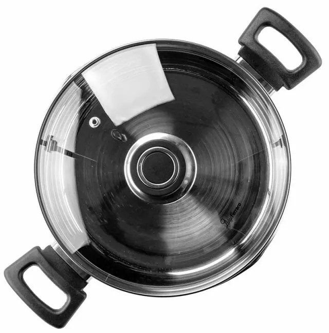 Cratiță Luigi Ferrero Sophia FR-3403, 20x11 cm, 3.2 l, Oțel 18/10, Capac din sticlă, Inducție, Inox