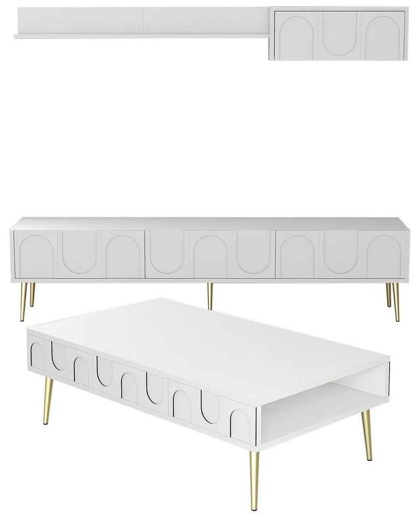 Set mobilier living Lyantela (alb + Auriu). 1107136
