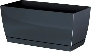 Ghiveci din plastic Coubi Case, cu vas, grafit, 24 cm, 24 cm