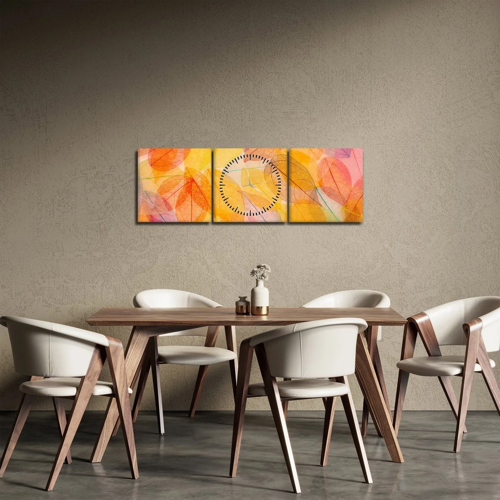 Tablou - Fundal frunze de toamnă (cu ceas) (90x30 cm)