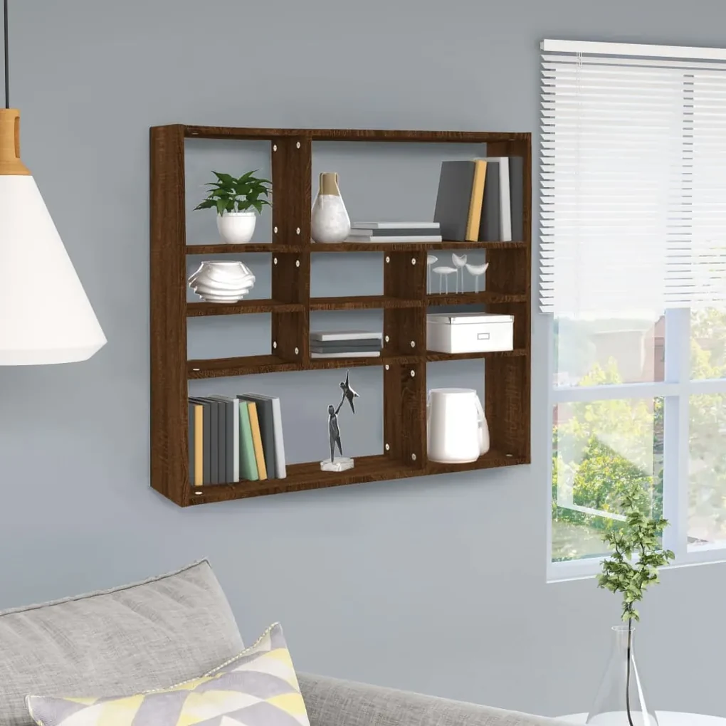 815560 vidaXL Raft de perete, stejar maro, 90x16x78 cm, lemn compozit