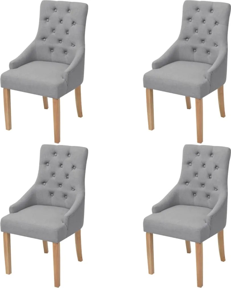 vidaXL Scaune de bucătărie pivotante, 4 buc., gri deschis, textil