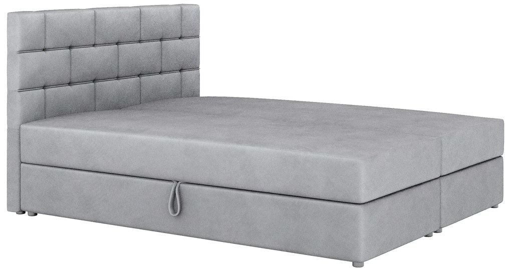Pat matrimonial Boxspring 140x200 cm Waller Comfort (Gri) (cu somieră și saltea). 1056372