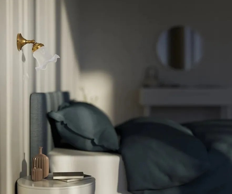 Aplica de perete stil clasic italian din alama si sticla Bell