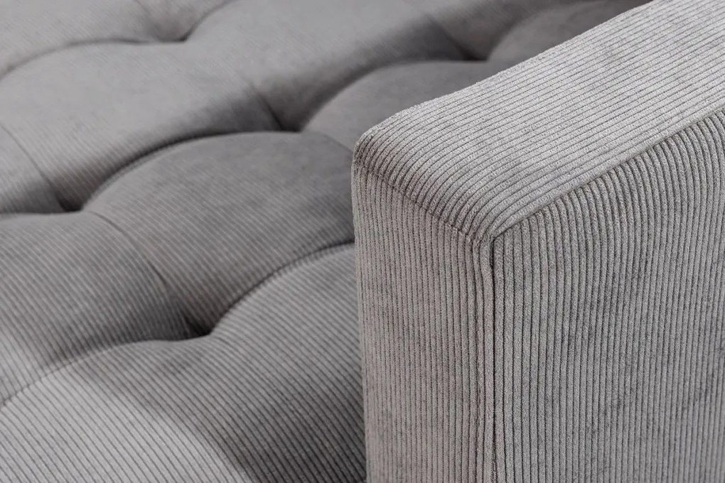 Coltar modern, Catifea raiata, Gri, STOCKHOLM 220cm