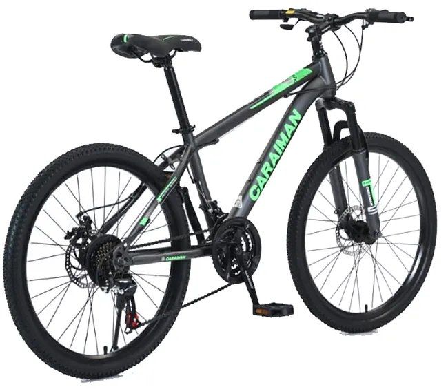 Bicicleta Caraiman, roti 27.5 inch, cadru otel, frane pe disc, negru cu verde, BC94
