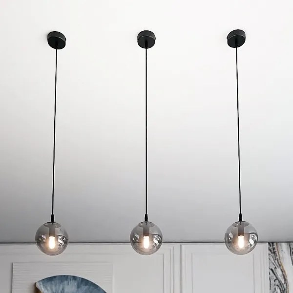 Lustră suspendată pe cablu COSMO 1xE14/10W/230V Ø 14 cm negru/negru fumuriu