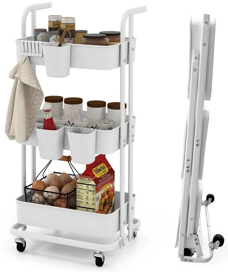 Carucior de Servire Pliabil cu 3 Niveluri