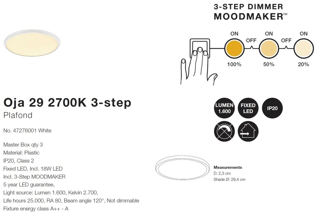 Plafoniera LED Oja 29 2700K MOODMAKER 47276001 NL