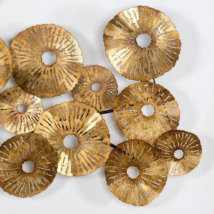 Decoratiune de perete din metal auriu Escultura, 150x55cm 12978/00 TN