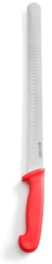 Cutit sunca/somon, lungime 35/49 cm, lama inox super-rezistent, maner rosu, respecta normele de igiena HACCP, hendi, potrivit si pentru uz profesional
